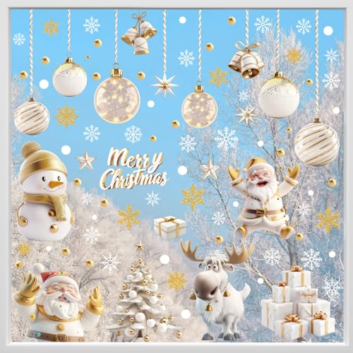 Hianjoo クリスマス ステッカー 窓 飾り 剥がせる 両面 ウィンドウ